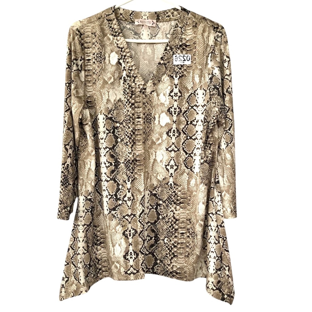 (0226) Nanette Lepore Snake Print V-Neck Tunic (L)